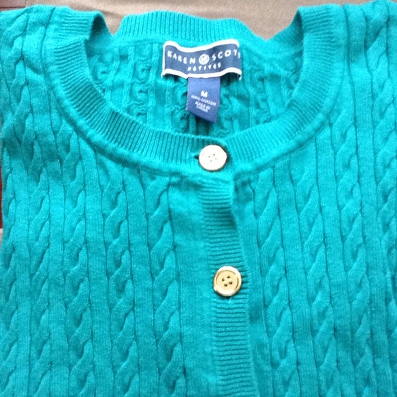 Teal cardigan with gold buttons.  NWOT! - Picture 1 of 2